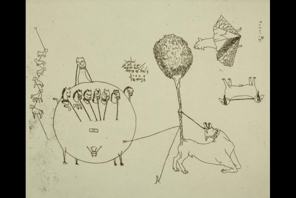 Leonora Carrington The Dogs of the Sleeper 1942. Etching 580x388 Exhibition of Prints and Drawings at Tel Aviv Museum of Art