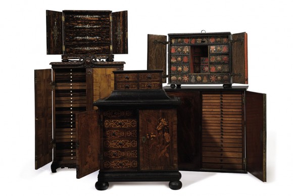 Late 17th century South German Inlaid Walnut and Parcel Ebonized Table Cabinet. Estimate 7000 10000 580x388 A Cabinet of Curiosities: Selections from the Peter Tillou Collections at Christies