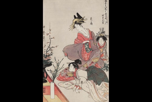 Kitagawa Utamaro Hanaogi in Act 4 from the set The Chushingura drama parodied by famous beauties a set of twelve prints 580x388 Exhibition of Erotic Depictions of Men and Women Opens in Sydney