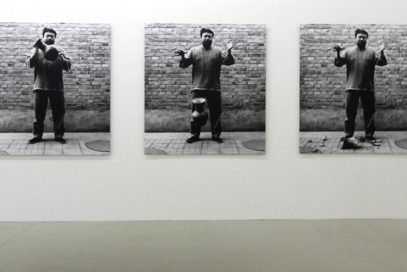 Photo triptych of Chinese artist Ai Weiwei at the DKM Museum in Duisburg western Germany 580x388 Ai Weiweis Barely Something Exhibition Opens at the DKM