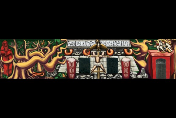Colorized rendering of David Alfaro Siqueiros’ América Tropical 1932 by © Luis Garza 580x388 Autry National Center Presents Siqueiros in LA: Censorship Defied