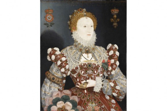 The Pelican portrait. Queen Elizabeth I attributed to Nicholas Hilliard 580x388 Gallerys Detective Work Shows Two Portraits Painted at the Same Time