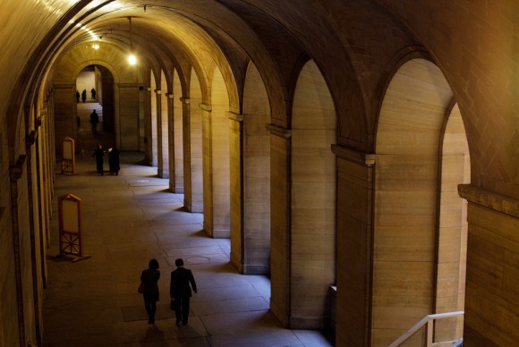 A vaulted hallway that has been closed to the public is seen after a groundbreaking ceremony 580x388 Ground Broken on Frank Gehrys $81 Million Underground Utility Space at Philadelphia Art Museum