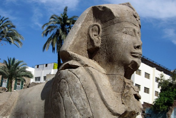 An unearthed sphinx statue of Pharaoh Nectanebo I on the Avenue of the Sphinxes 580x388 Archaeologists in Egypt Unearth Twelve More Sphinx Statues Along the Ancient Avenue
