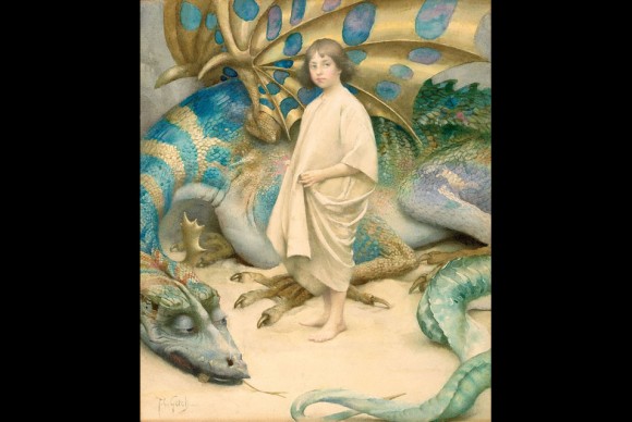 Innocence c 1904 the beautiful watercolour by British painter Thomas Cooper Gotch 1854 1931 580x388 Falmouth Art Gallery Celebrates Top Artists at Ten Year Collecting Retrospective