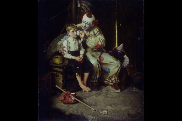 Norman Rockwell 1894 1978 The Runaway Runaway Boy and Clown 580x388 First Ever Exhibition of Norman Rockwells Original Works on View at the Dulwich Picture Gallery