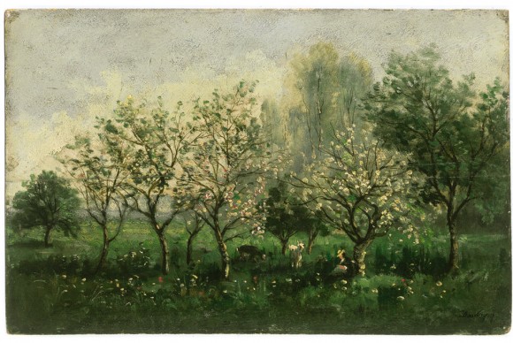 Charles François Daubigny French 1817–1878 Apple Trees in Blossom 580x388 Israel Museum Explores the Seasons with Works by Pissarro, Rodin, Sisley, and Others