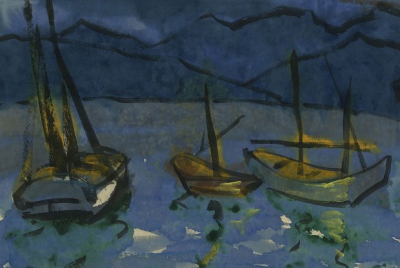 Emil Nolde Idle Sailing Boats around 1925 580x388 Exhibition of Seldom Seen Watercolours by Emil Nolde to Open at Pinakothek der Moderne