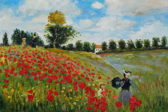 Poppy Field in Argenteuil Claude Monet 580x388 Poppy Field in Argenteuil by Monet Named Most Popular Oil Painting for Mothers Day 2011