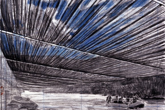 This artists drawing provided by Christo shows an image 580x388 Bureau of Land Management Suggests Changes on Christos Colorado Proposal