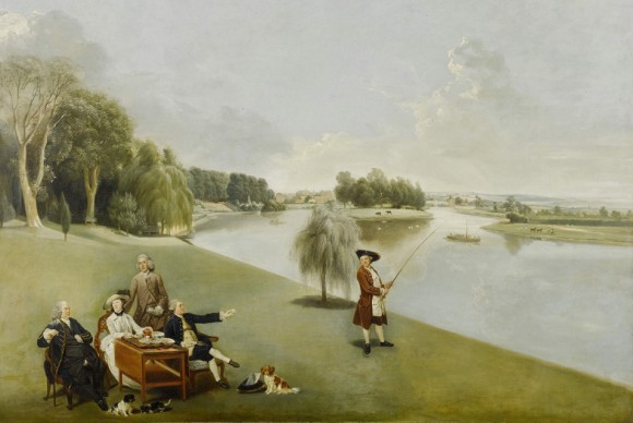 Johann Zoffany The Garden at Hampton House 580x388 Sothebys London to offer two landmark portraits by Johann Zoffany of the celebrated actor David Garrick