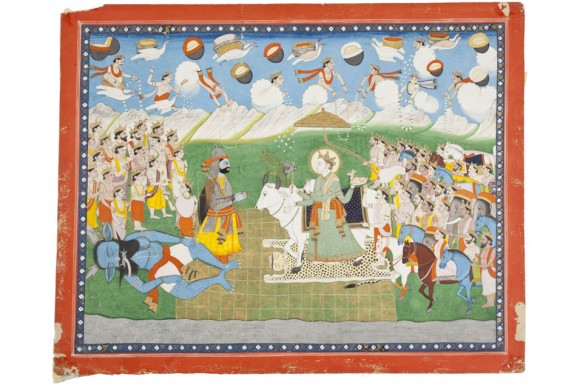 An important group of Gandharan sculpture on offer at Bonhams New York An illustration to a Mahabharata series In the manner of Purkhu Kangra circa 1815 20 580x388 An important group of Gandharan sculpture on offer at Bonhams New York