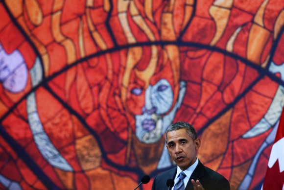 US President Barack Obama speaks during a press conference today. AFP PHOTOJewel Samad 580x388 Obama sends apology note to University of Texas professor for art history quip