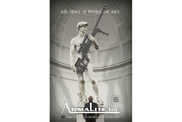 ArmaLite uses Michelangelos statue to promote the huge 3000 rifle with the tagline a work of art 580x388 Italy challenges United States gun dealer ArmaLites ad using Michelangelos David