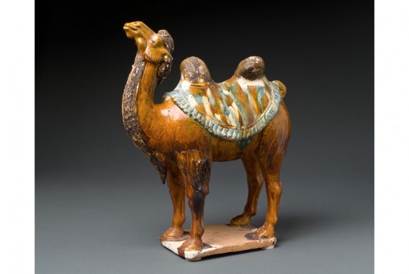 Camel Tang Dynasty 618 906 Sancai with blue glaze pottery 580x388 A major gift of Chinese antiquities given to the Bruce Museum by Fred and Jane Brooks