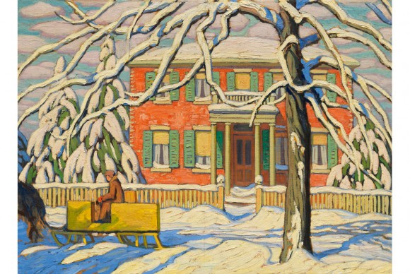 Lawren Harris Red House and Yellow Sleigh circa 1920 oil on canvas 580x388 Vancouver Art Gallery exhibition is an insight into the artistic evolution of the Group of Seven founding member