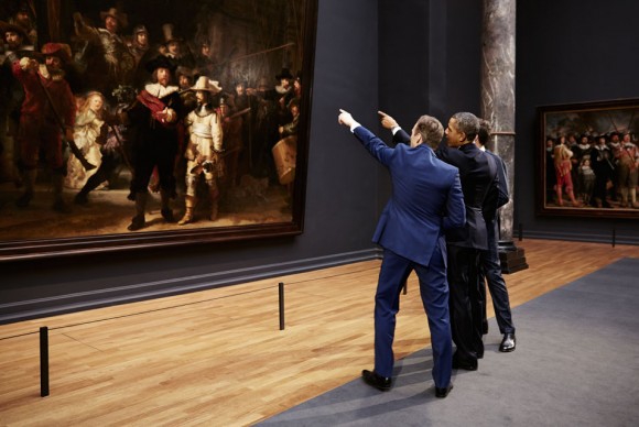 Wim Pijbes and Barack Obama in front of The Night Watch. Photo Erik Smits 580x388  President Obama visits Rijksmuseum in first ever visit by a serving US President to the museum